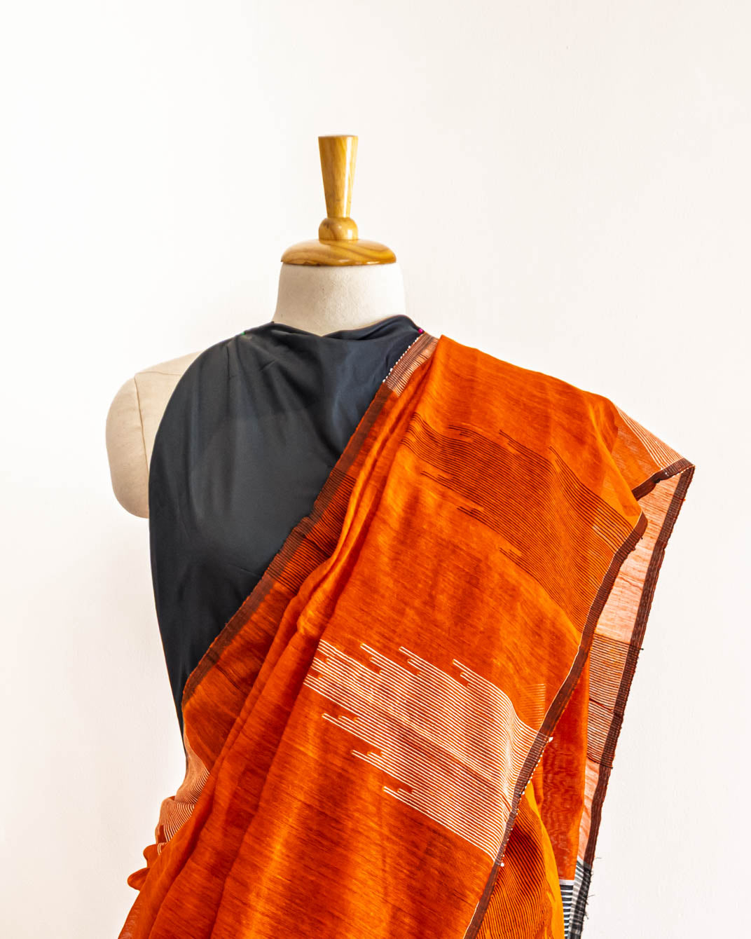 Rust Red Cotton Handloom Saree