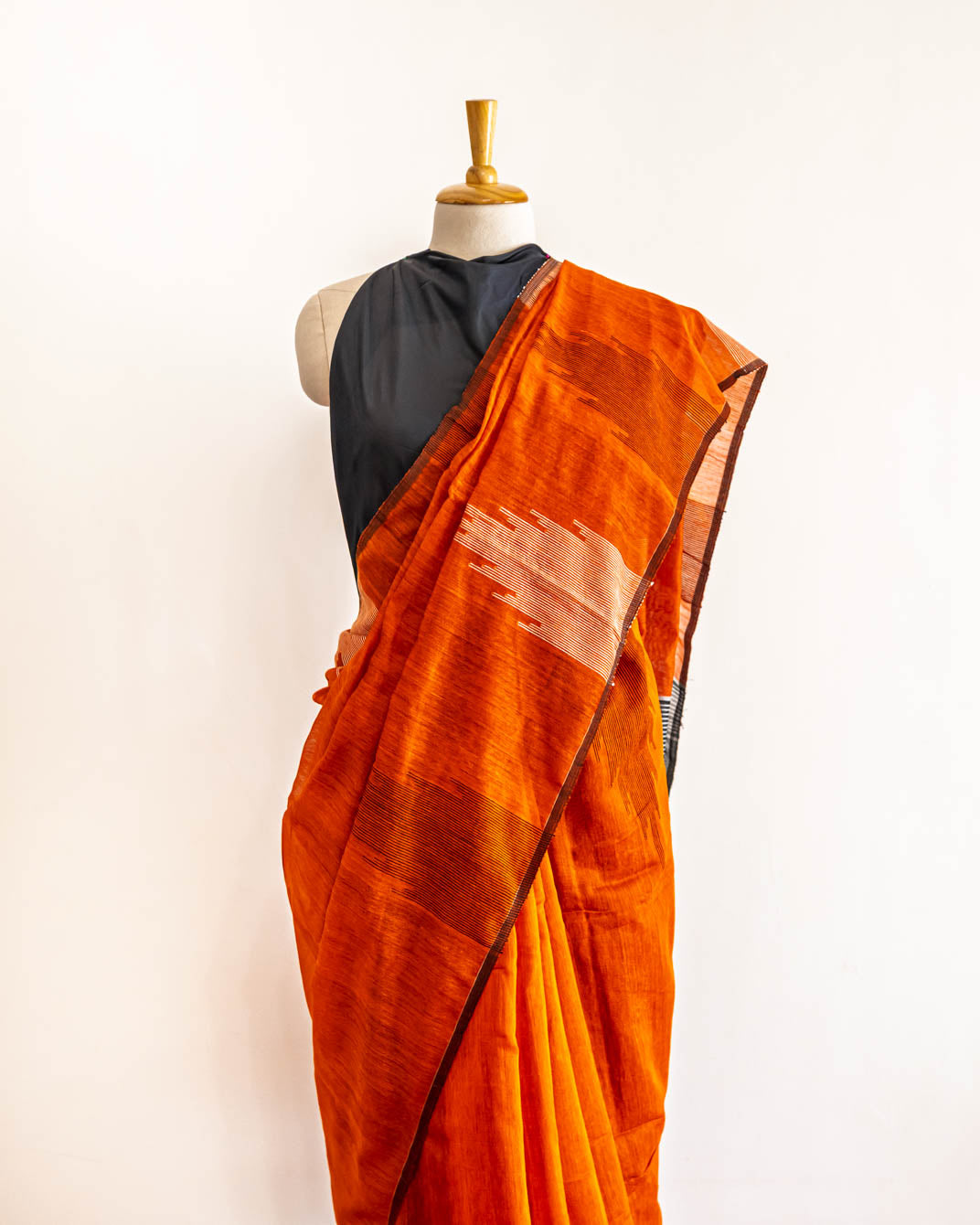 Rust Red Cotton Handloom Saree