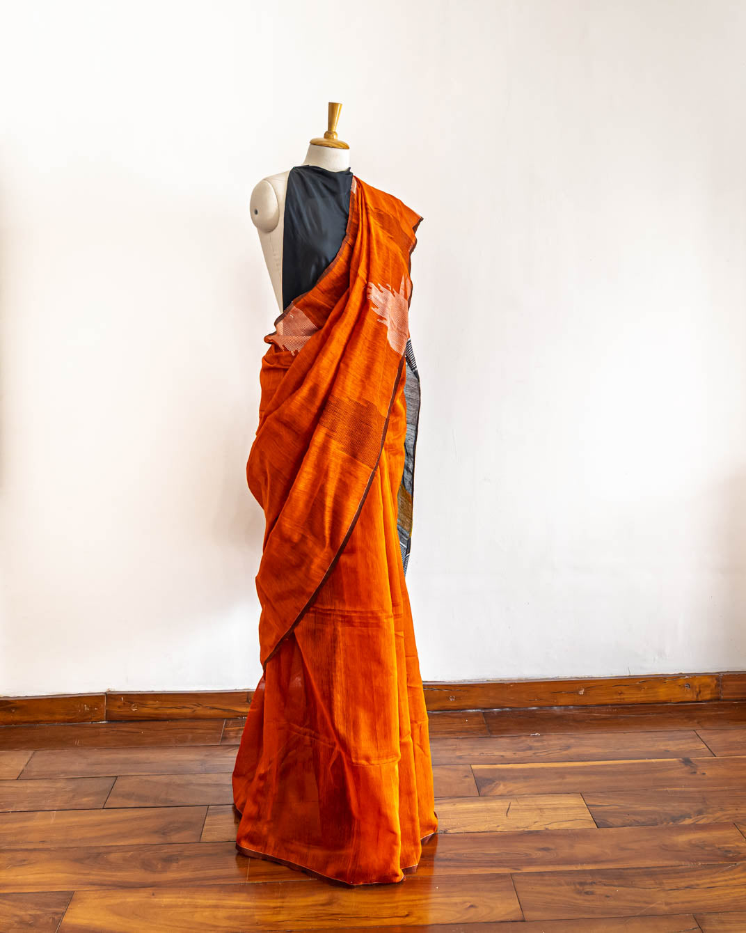 Rust Red Cotton Handloom Saree