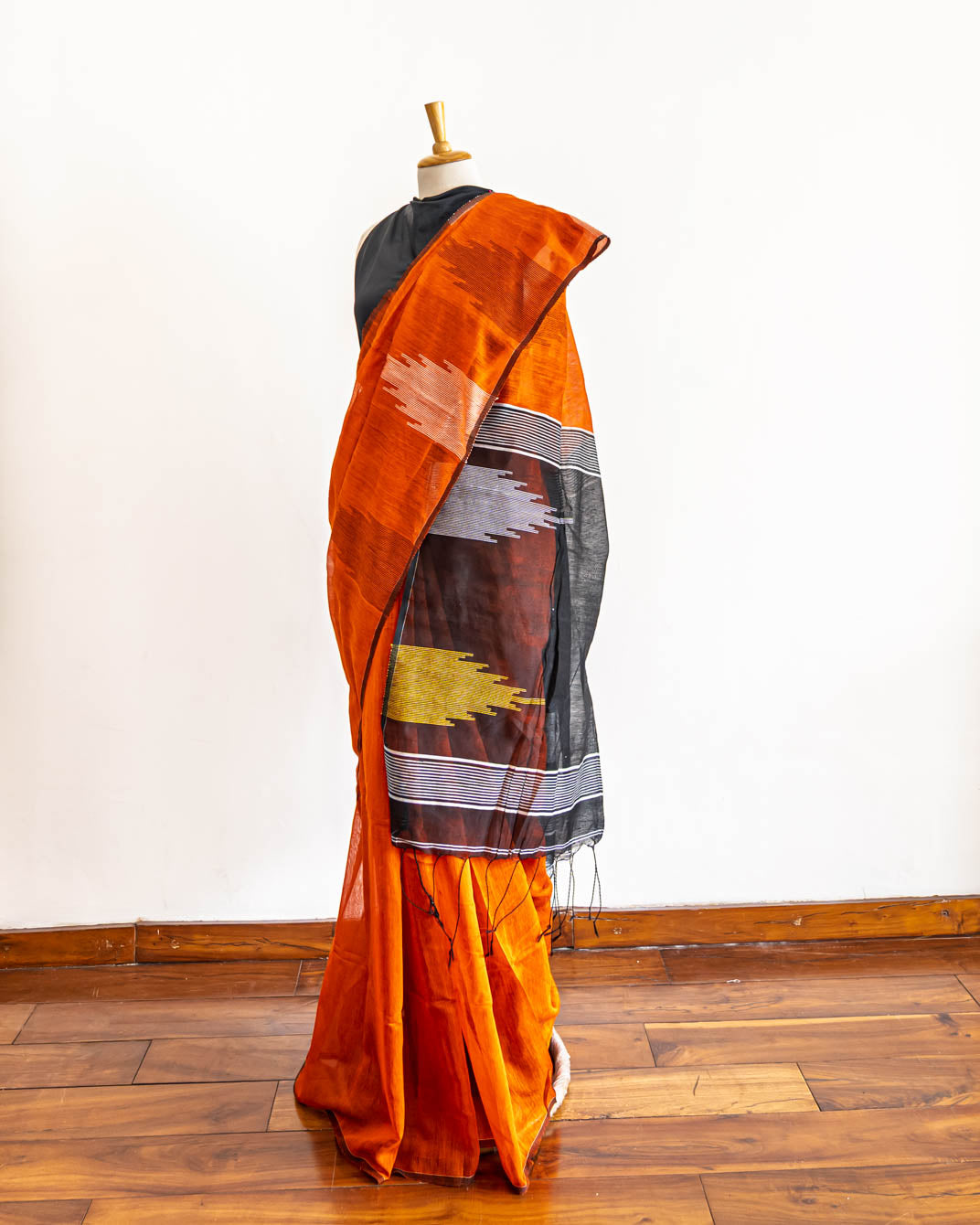 Rust Red Cotton Handloom Saree