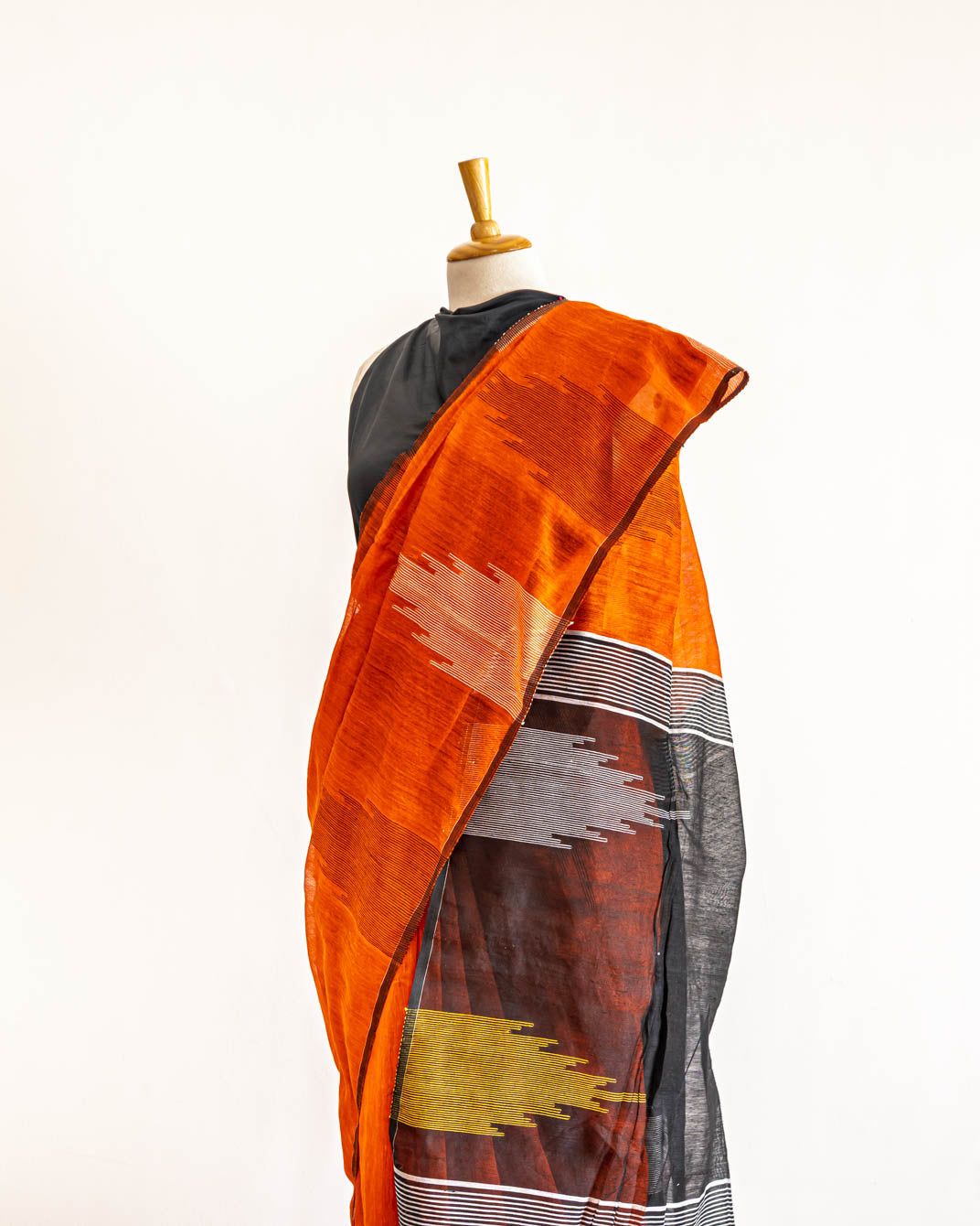 Rust Red Cotton Handloom Saree