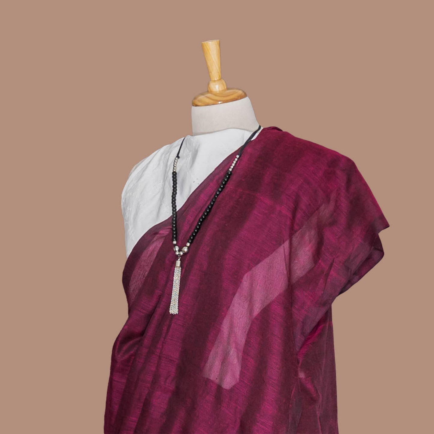 Plum Color Cotton Plain Saree with Tassel | simmpli ethnicc
