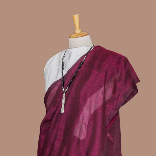 Plum Color Cotton Plain Saree with Tassel | simmpli ethnicc