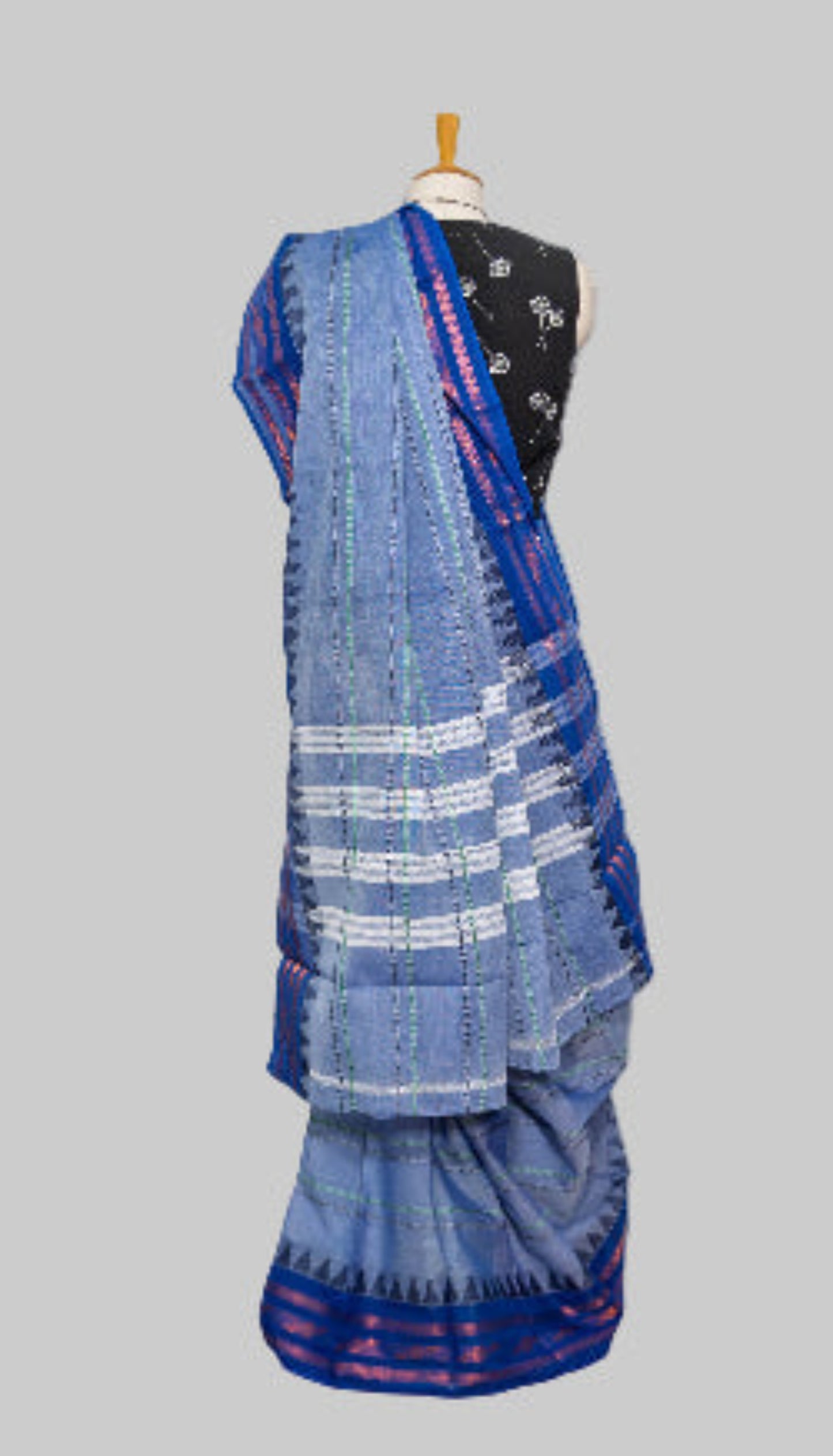 Blue/ Royal Blue Border Handloom Cotton Saree