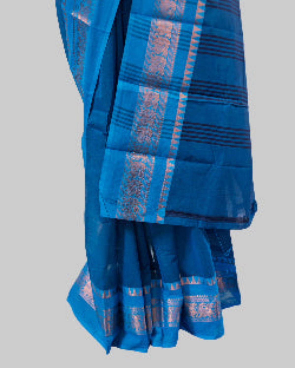 Blue/ golden Border Handloom Cotton Saree