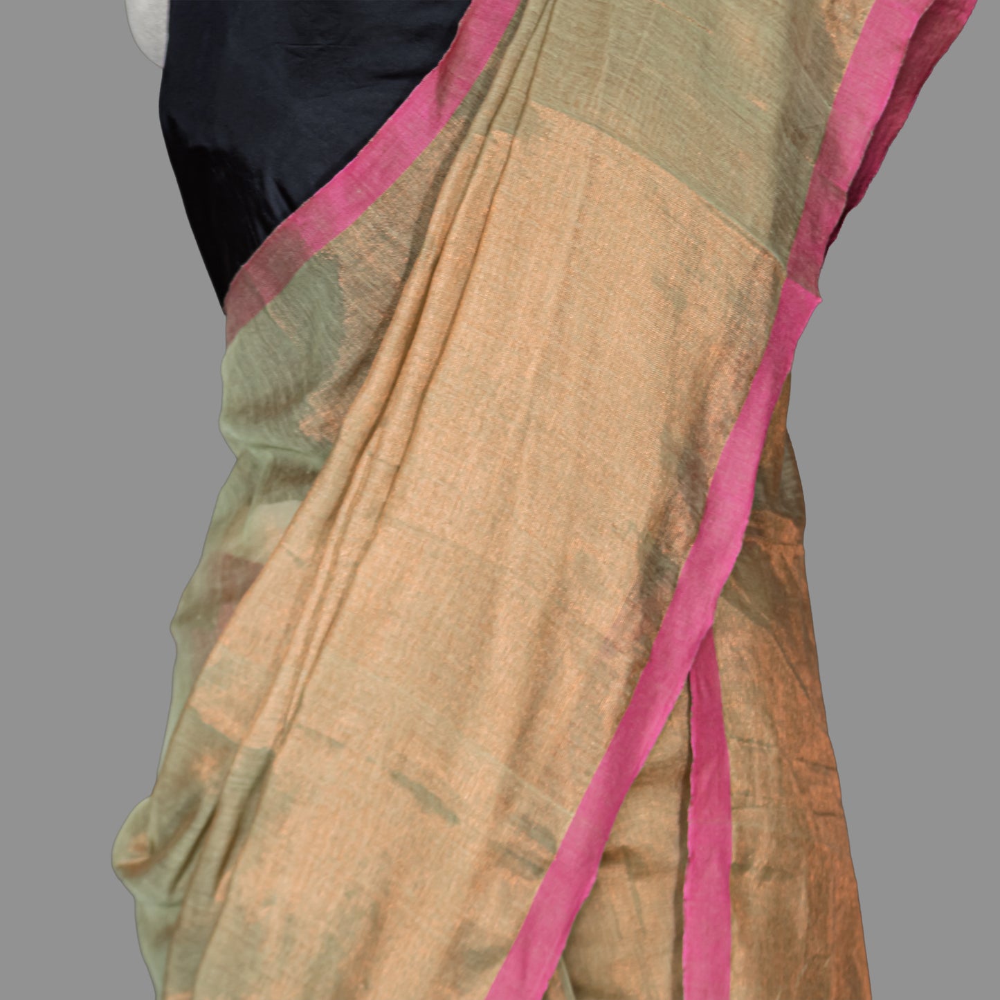 HANDLOOM COTTON TISSUE SAREEE-BEIGE-SHIMMER-HANDLOOM SAREE COLLECTION | simmpli ethnicc