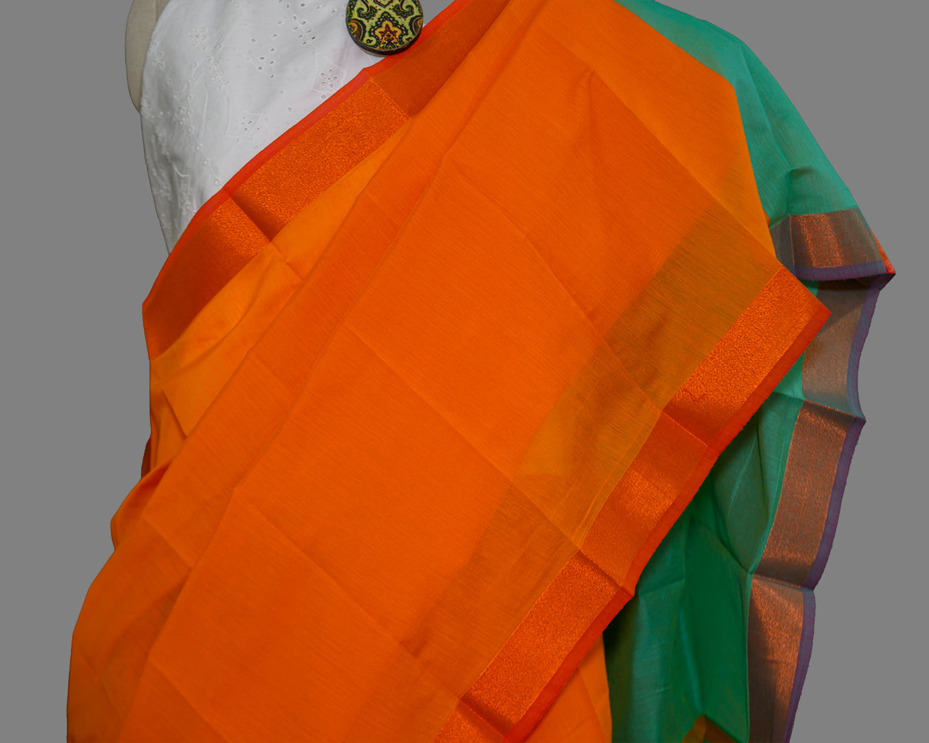 Radiant Cotton silk Orange Saree
