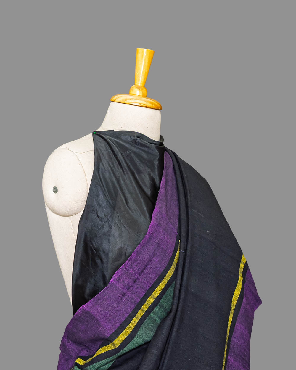 Black & Purple Khadi Cotton Saree