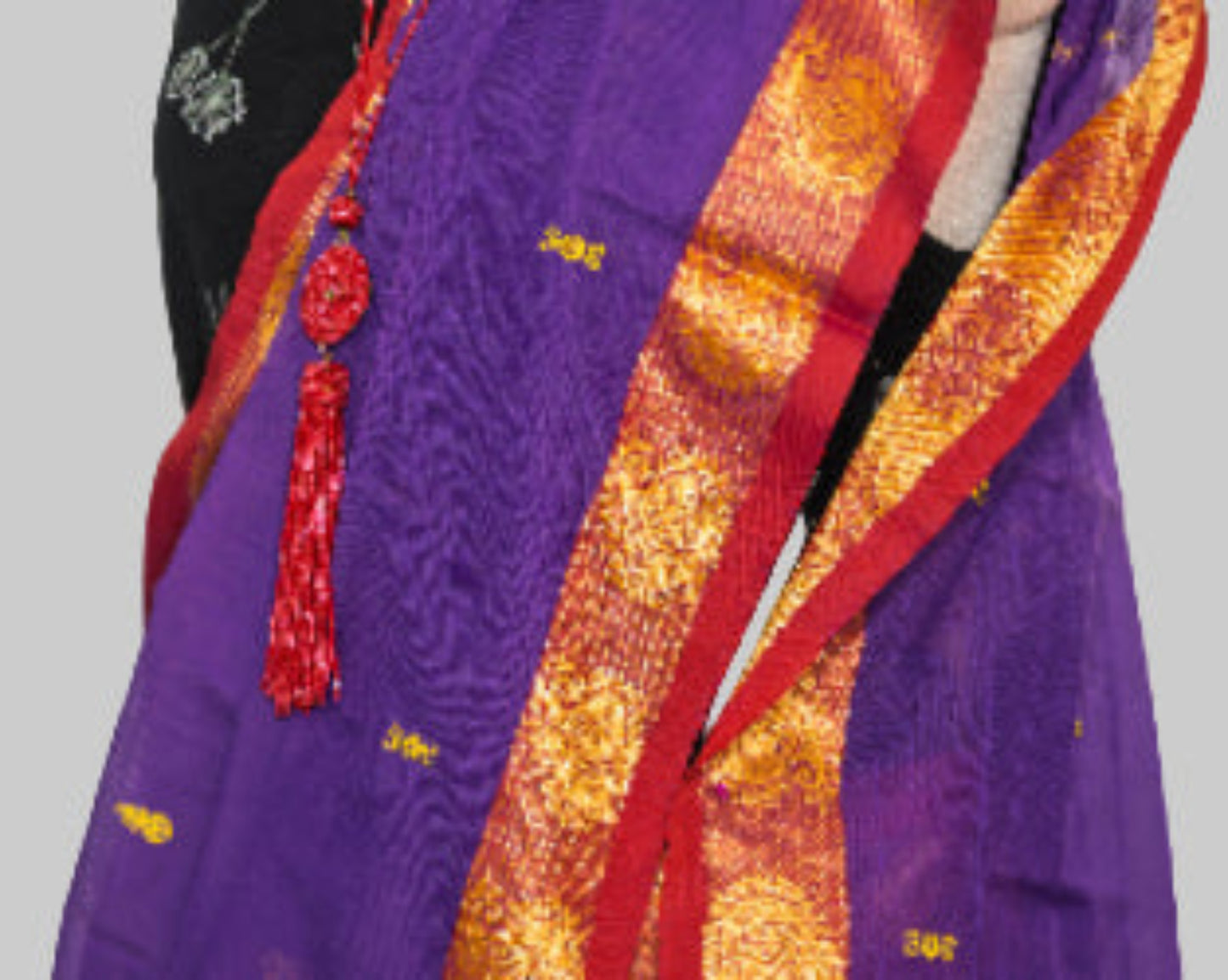 Purple/ Golden Border Handloom Cotton saree