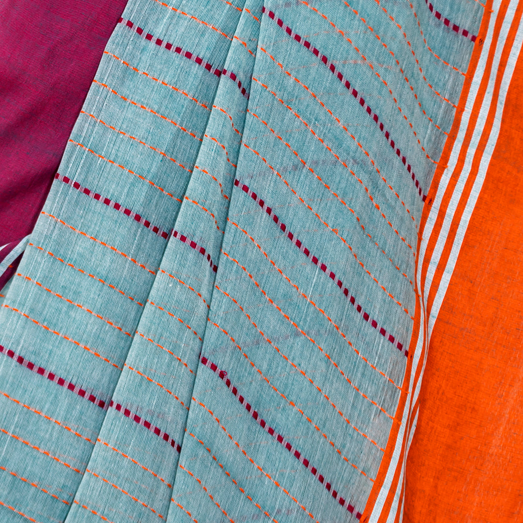 Aqua Green Handloom cotton Saree| simmpli ethnicc