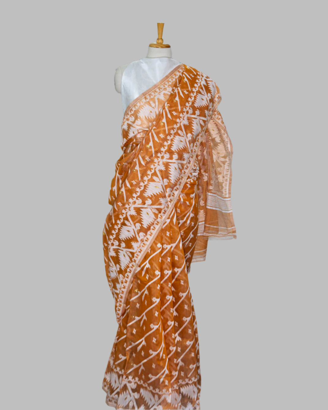 Caramal/ White Intricately woven saree | simmpli ethnicc