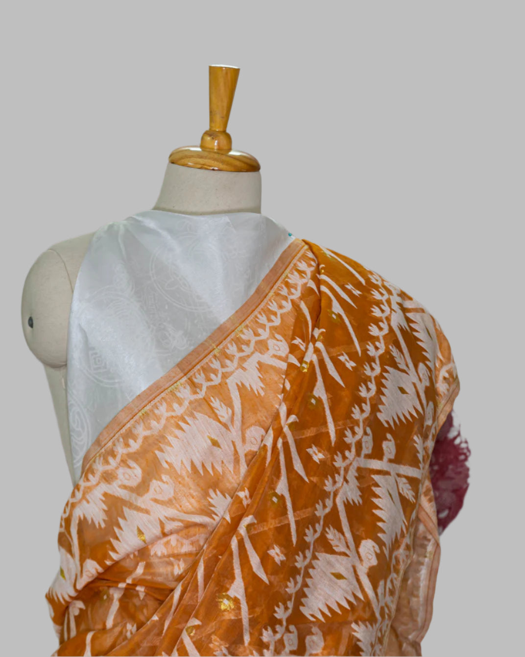 Caramal & White Intricately woven saree | simmpli ethnicc