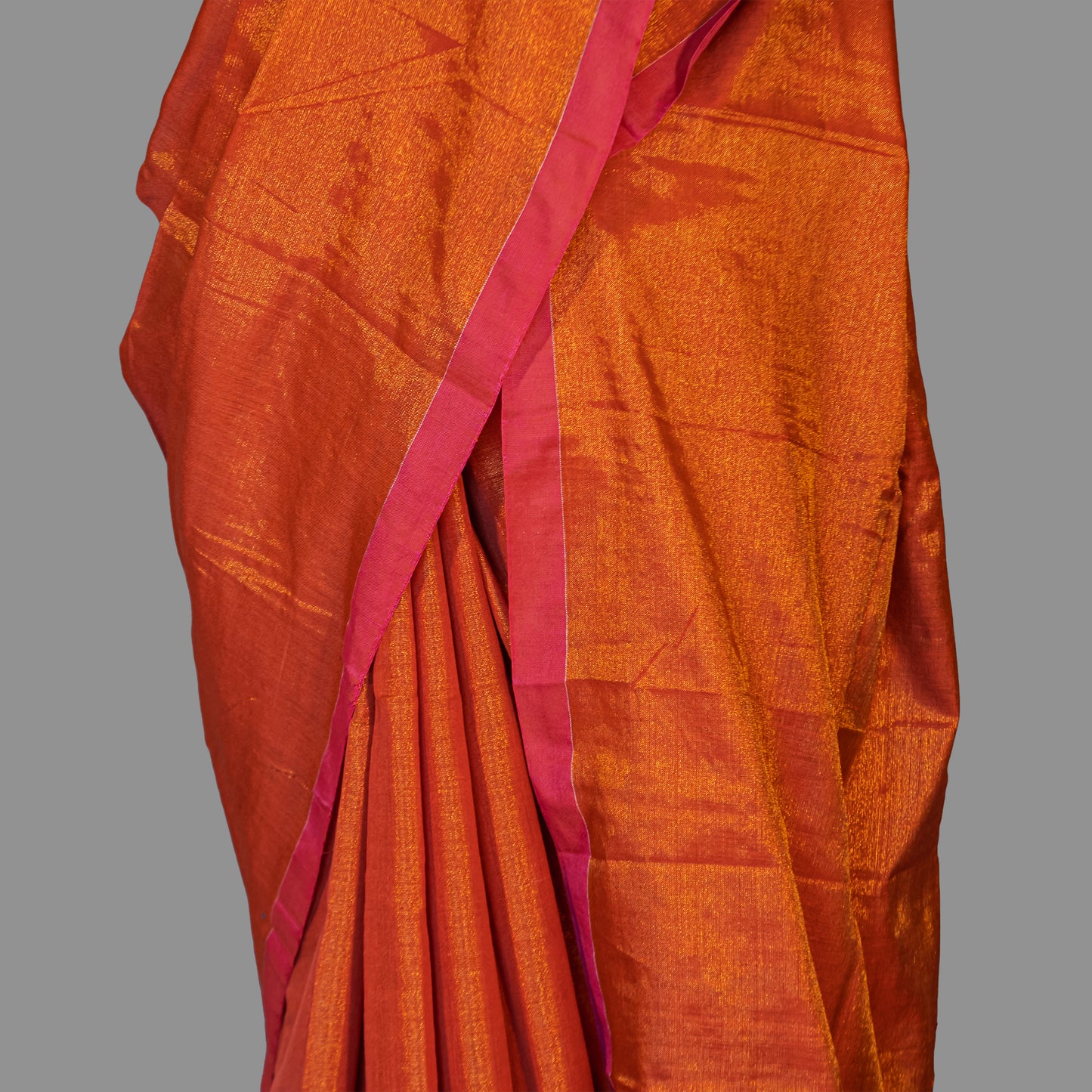 HANDLOOM COTTON TISSUE SAREEE-BURNT ORANGE-SHIMMER-HANDLOOM SAREE COLLECTION | simmpli ethnicc (Copy)