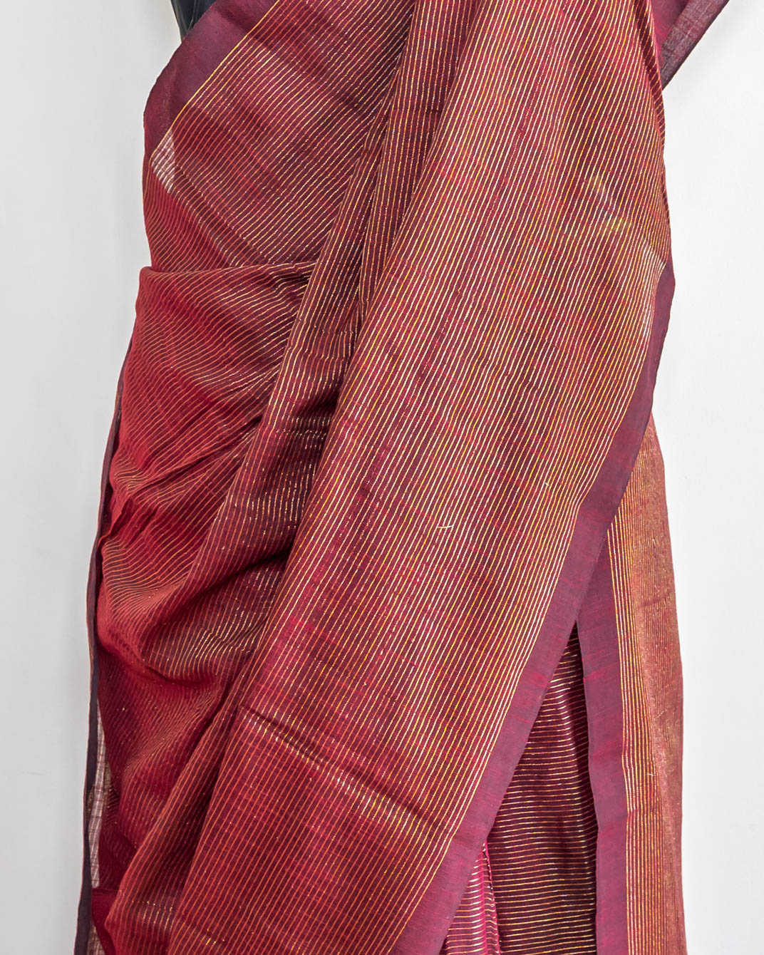 Maroon Striped Handloom cotton Saree