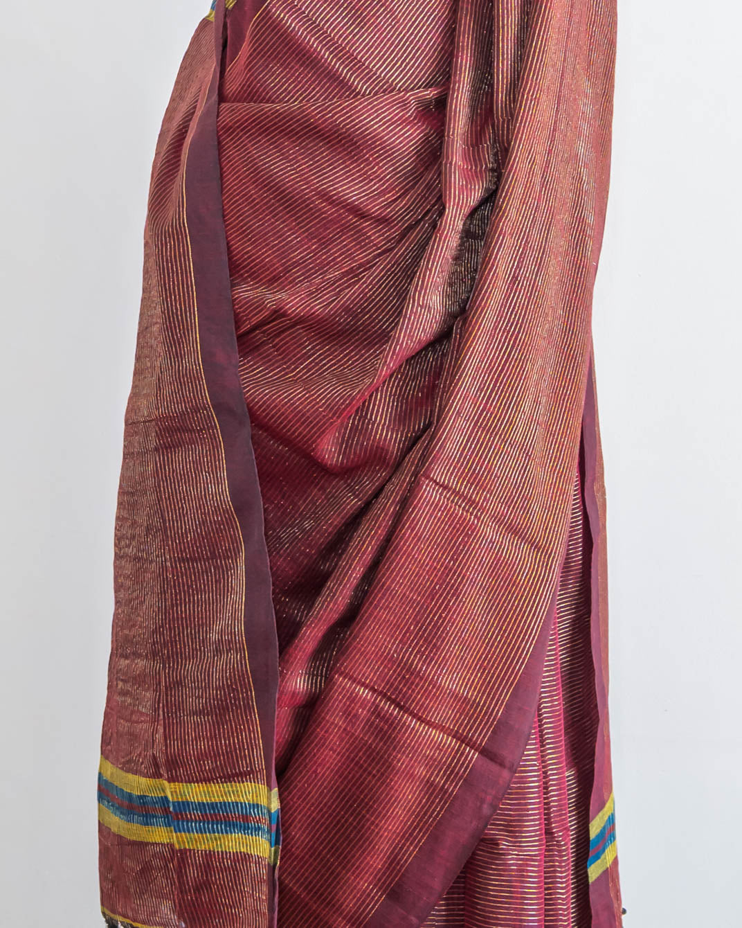 Maroon Striped Handloom cotton Saree