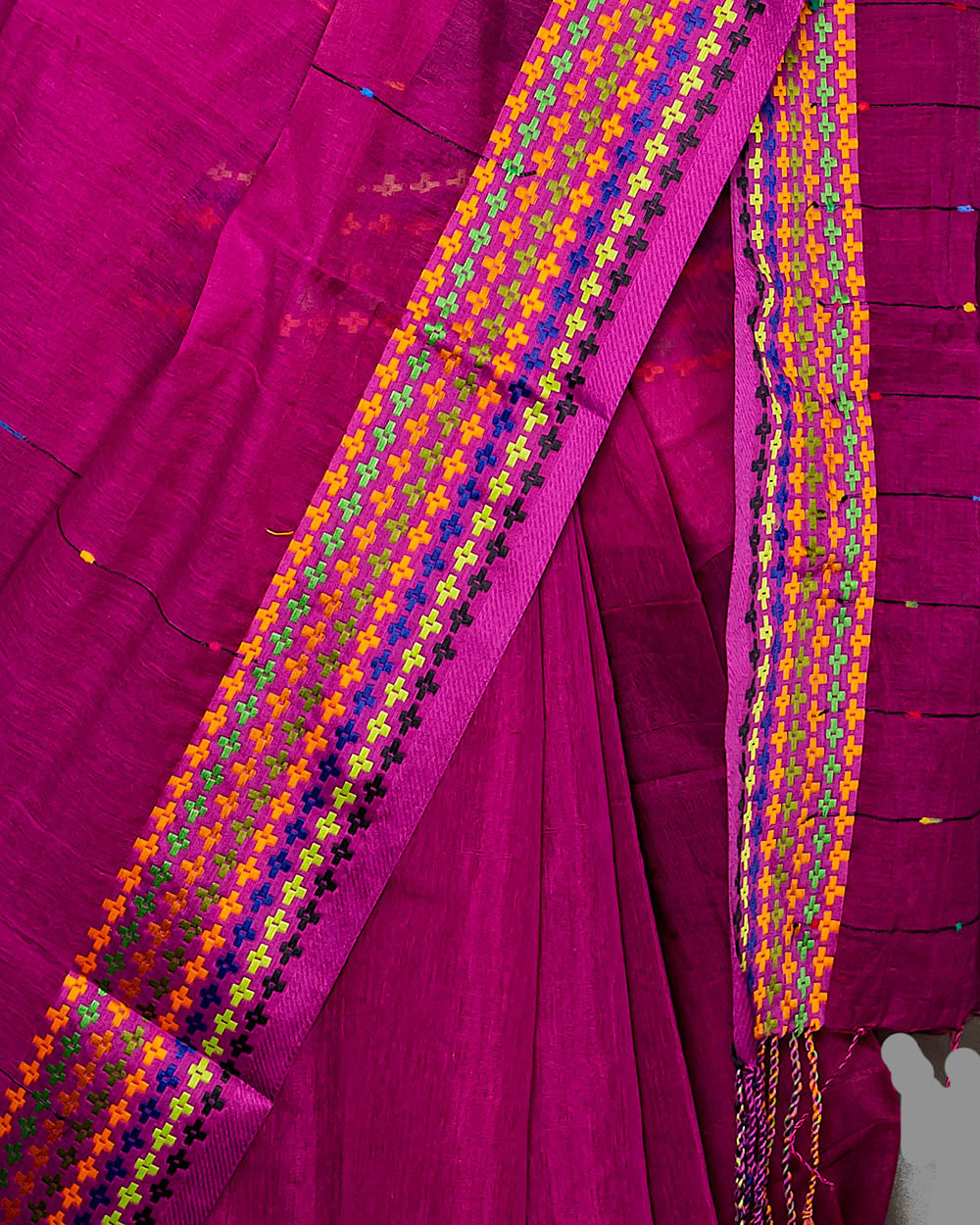 Fuchia Pink Handloom Cotton Saree| simmpli ethnicc