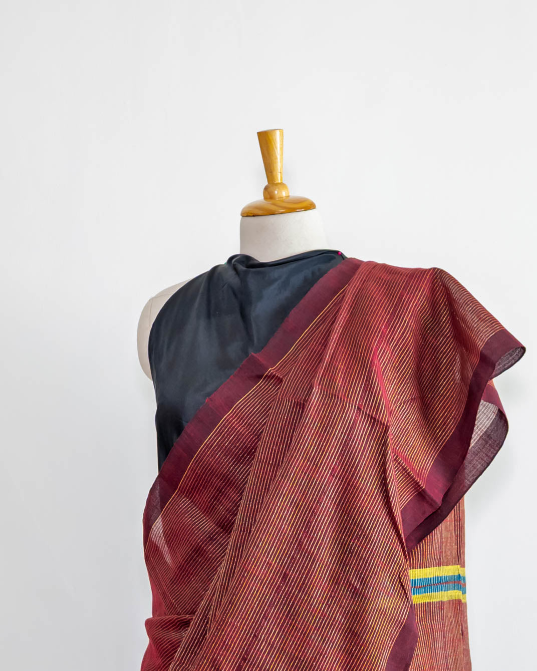 Maroon Striped Handloom cotton Saree