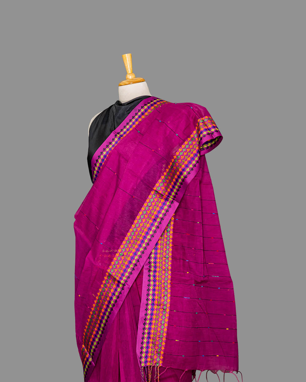Fuchia Pink Handloom Cotton Saree| simmpli ethnicc