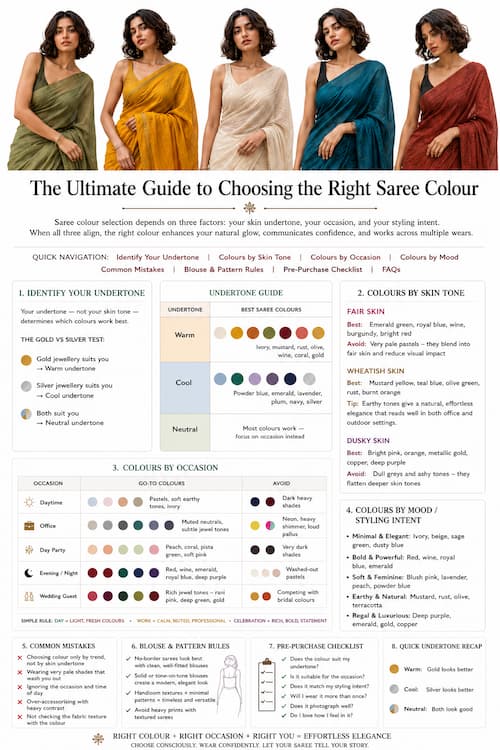 Saree Colour Guide: Skin Tone, Occasion & Styling Rules