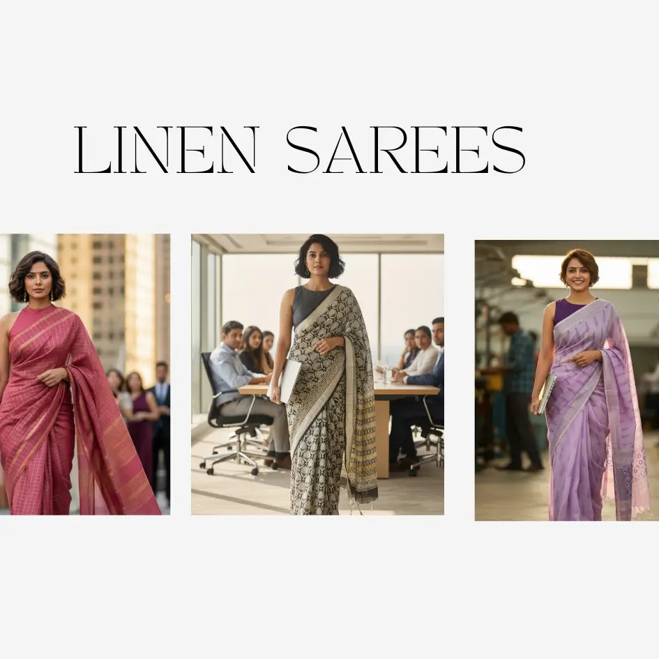 "Elegant Linen Sarees - Breathable & Timless Style."| simmpli Ethnicc