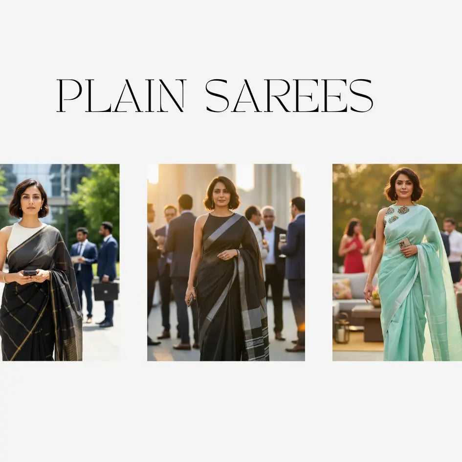 “Plain color sarees - Solid colors in cotton, Linen | simmpli ethnicc