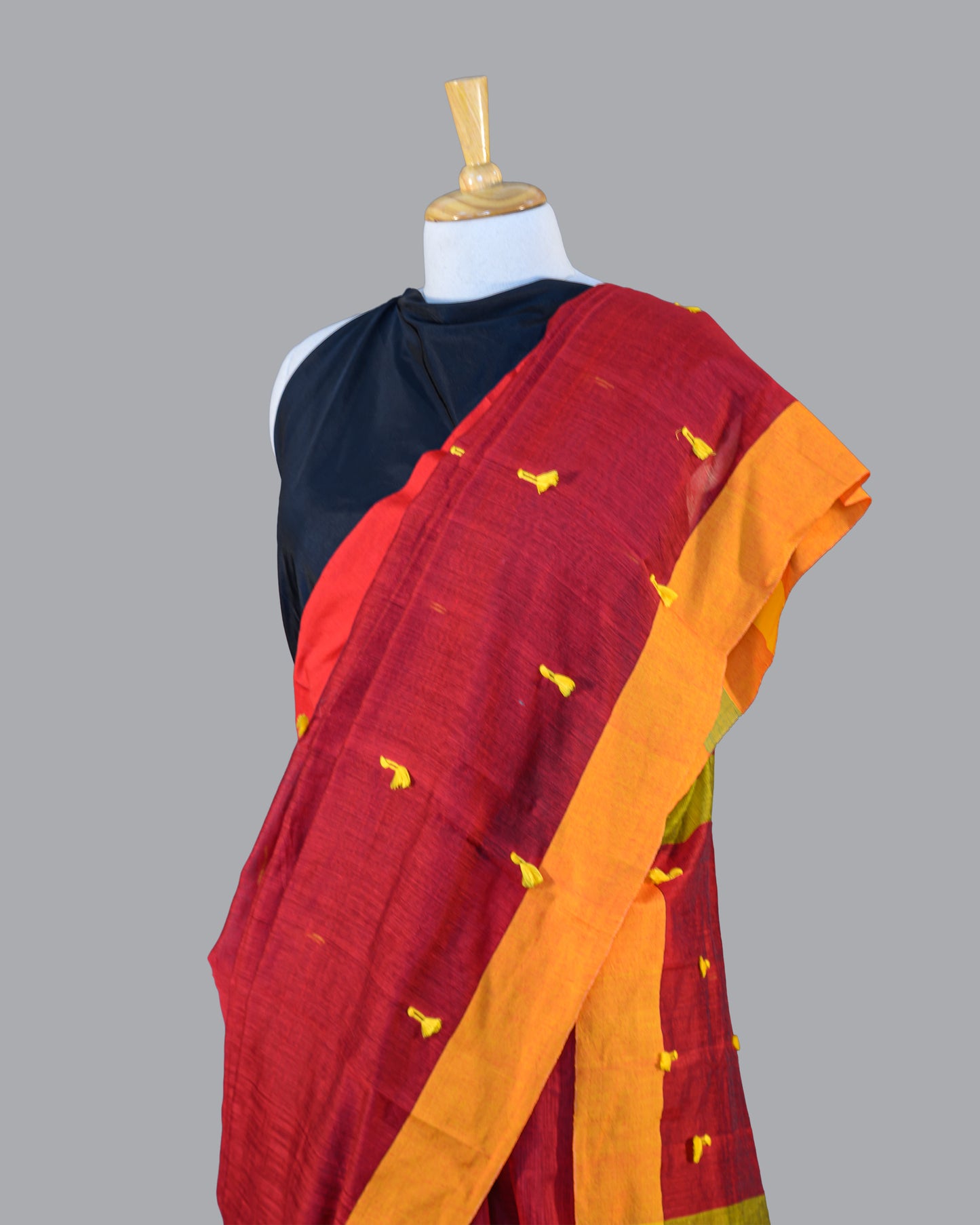 MUSLIN COTTON SAREE-MAROON RED- HANDLOOM SAREE COLLECTION | simmpli ethnicc