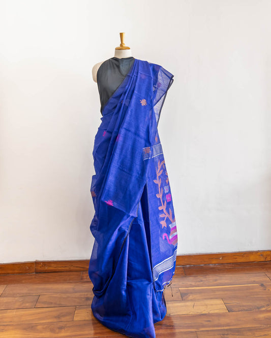 Blue Handloom cotton saree