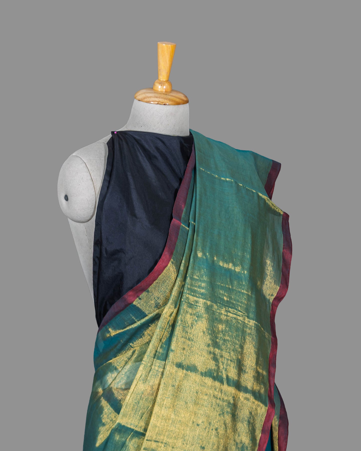 HANDLOOM COTTON TISSUE SAREEE-DARK OLIVE GREEN-SHIMMER-HANDLOOM SAREE COLLECTION | simmpli ethnicc