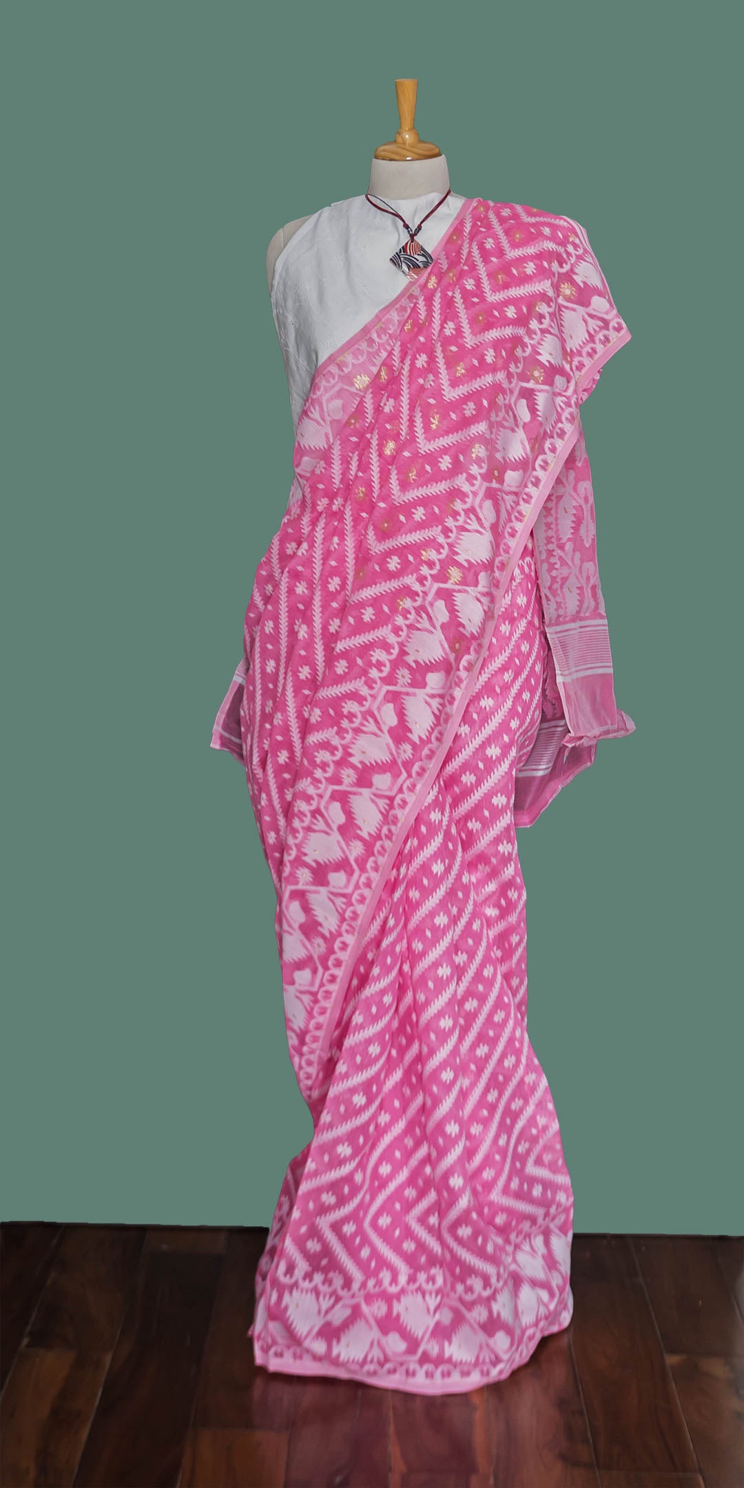 Bubblegum Pink Intricate woven  Saree