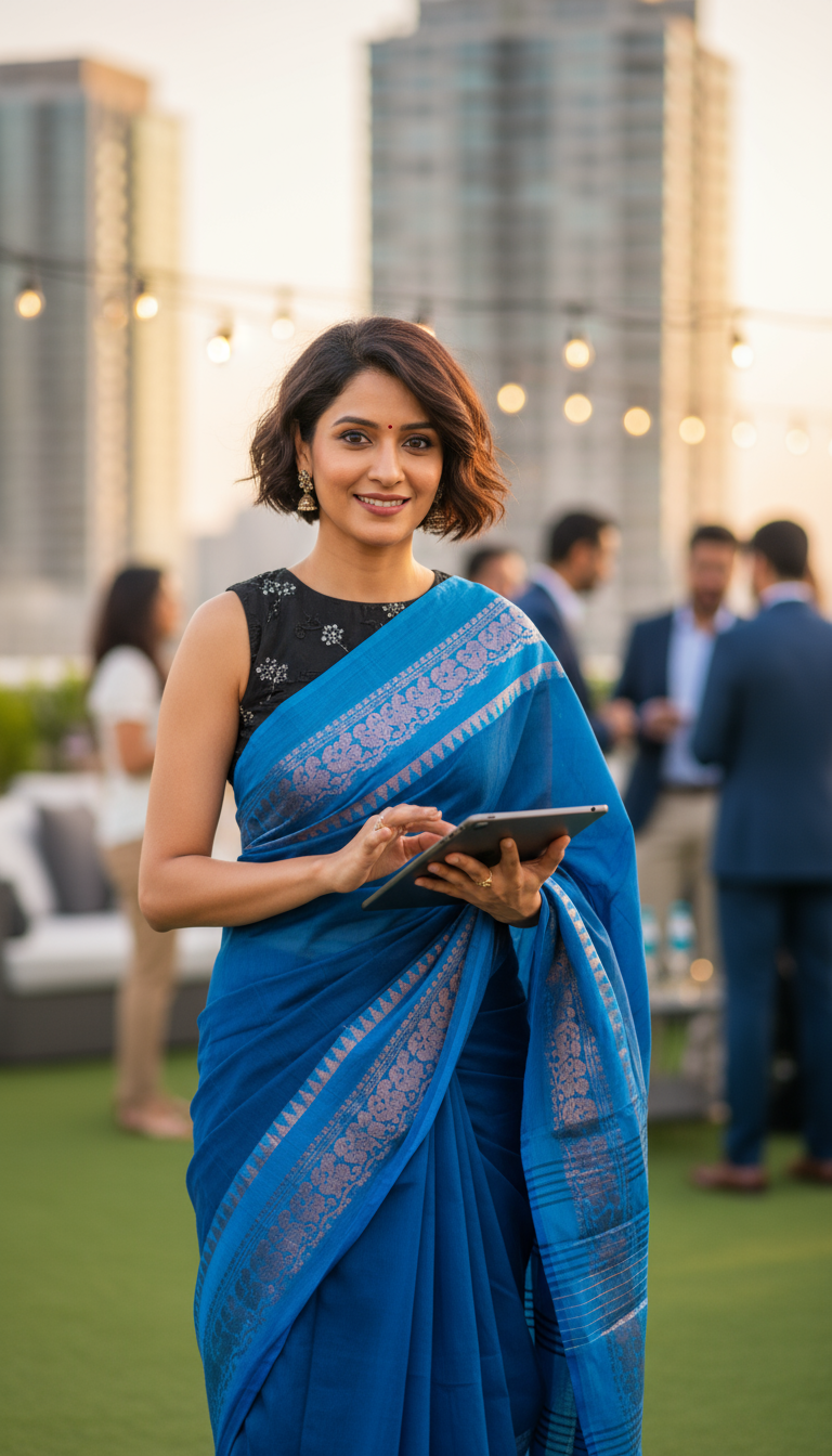 HANDLOOM COTTON SAREE-SAPHIRE BLUE-ZARI BORDER-HANDLLOOM COTTON SAREE COLLECTION| simmpli ethnicc