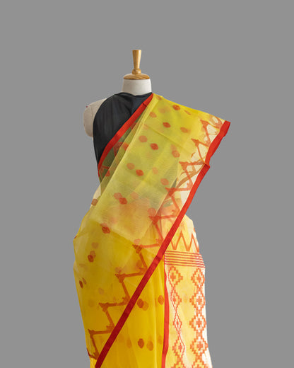 YELLOW MUSLIN SILK SAREE