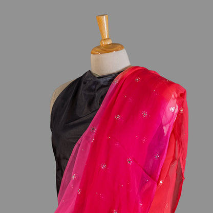 PURE CHIFFON SAREE-FRENCH FUCHSIA - TYE-DYE -MUKESH- CHIFFON SAREE COLLECTION | simmpli ethnicc