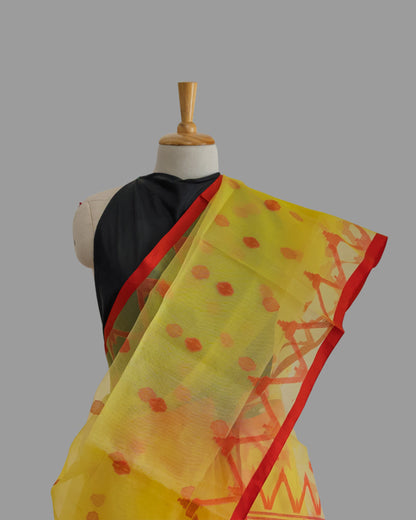 YELLOW MUSLIN SILK SAREE