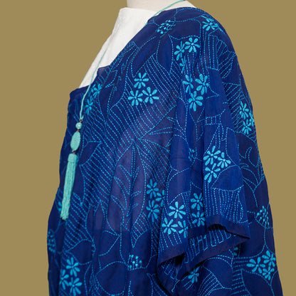 Blue Hand Embroidered cotton Saree | simmpli ethnicc