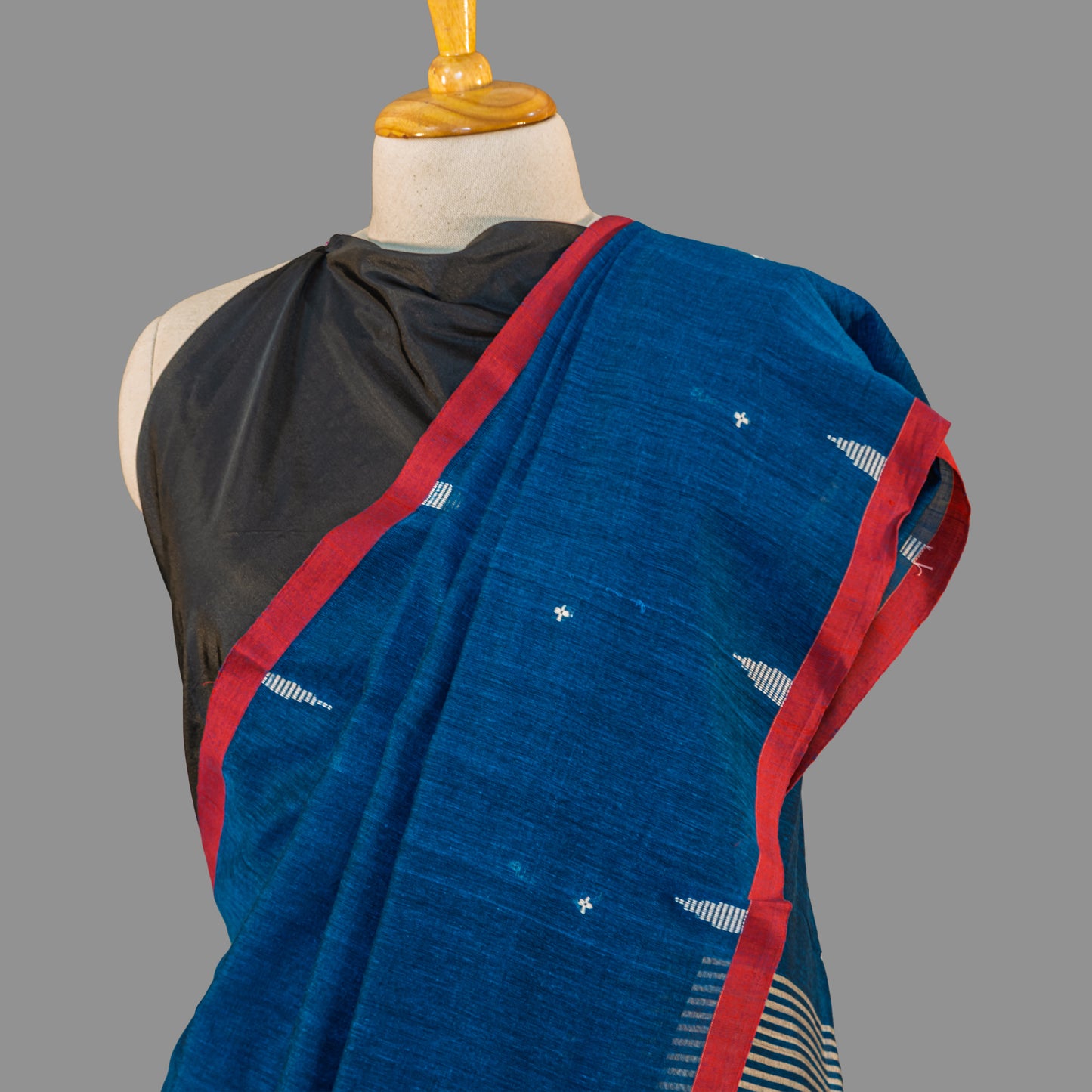 FINE HANDLOOM COTTON SAREE-DEEP SEA BLUE-RESBERRY PINK BORDER- PURE COTTON SAREE COLLECTION | simmpli ethnicc