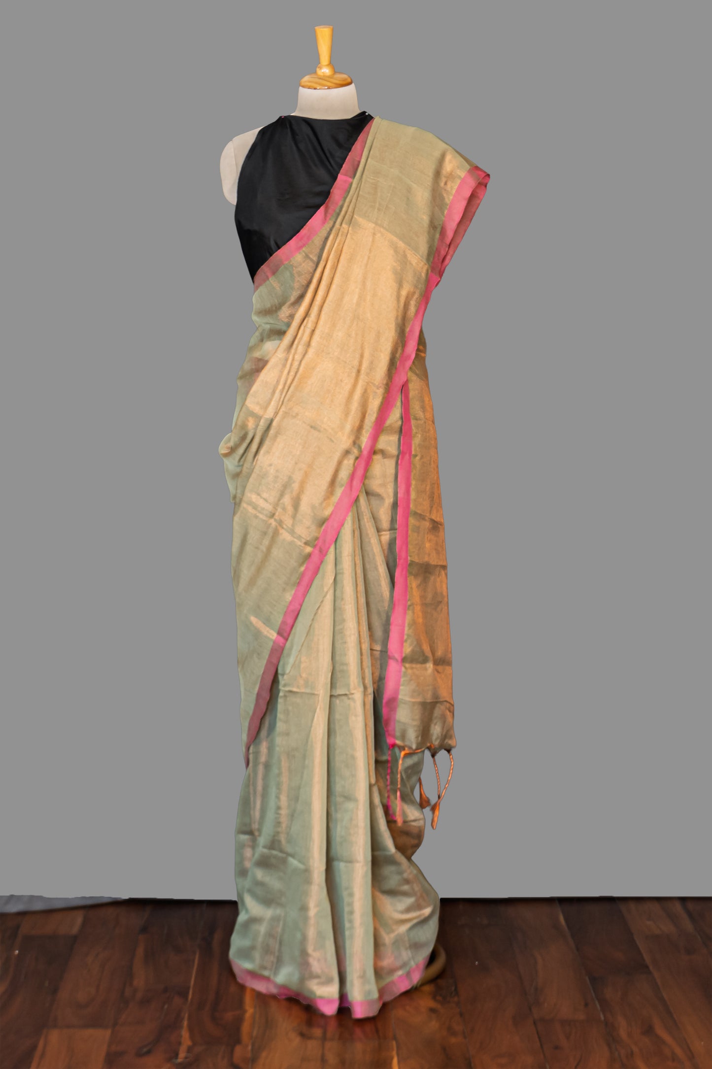 HANDLOOM COTTON TISSUE SAREEE-BEIGE-SHIMMER-HANDLOOM SAREE COLLECTION | simmpli ethnicc