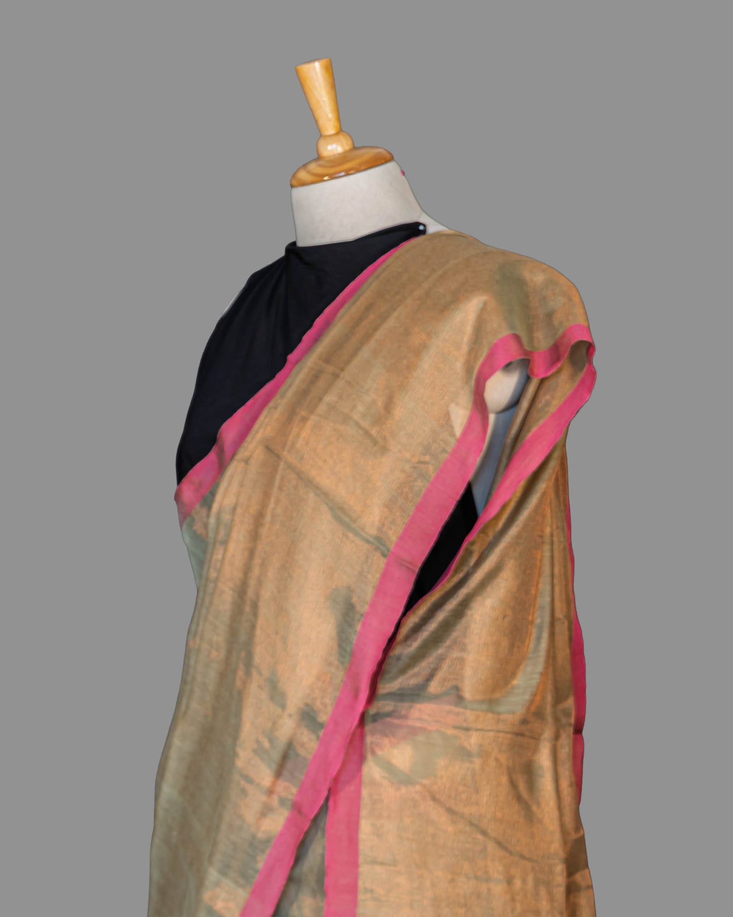HANDLOOM COTTON TISSUE SAREEE-BEIGE-SHIMMER-HANDLOOM SAREE COLLECTION | simmpli ethnicc