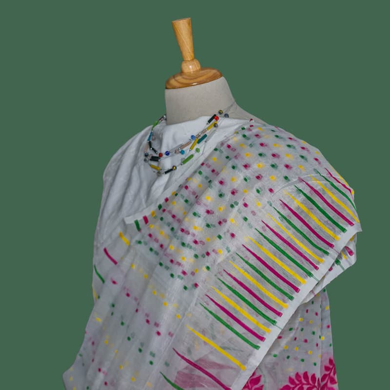 Handloom Cotton Saree-Ivory White-Handwoven