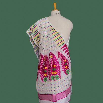 White Intricately woven  Saree | simmpli ethnicc