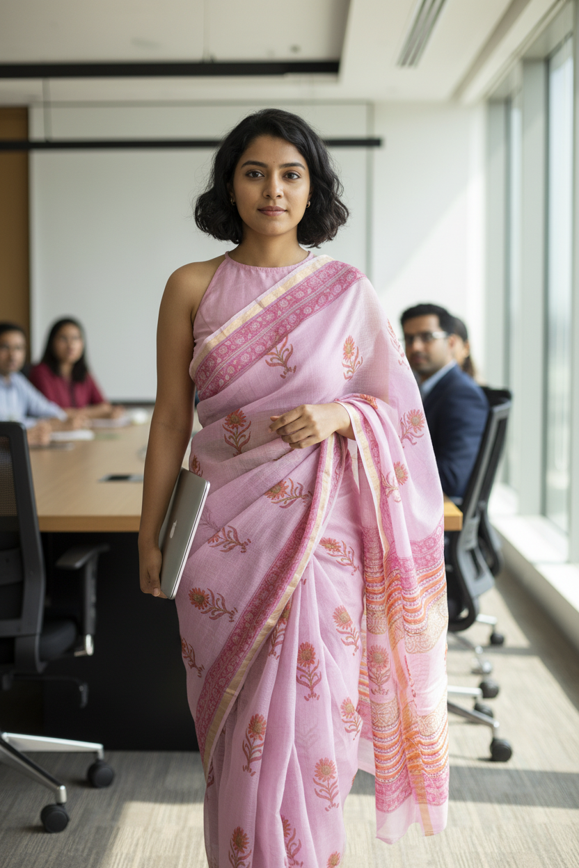 KOTA DORIA COTTON SAREE-LAVENDER  FLORAL PRINT-KOTA DORIA SAREE COLLECTION | simmpli ethnicc