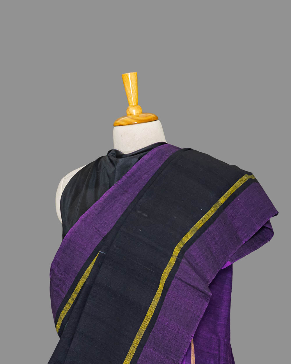 Black & Purple Khadi Cotton Saree