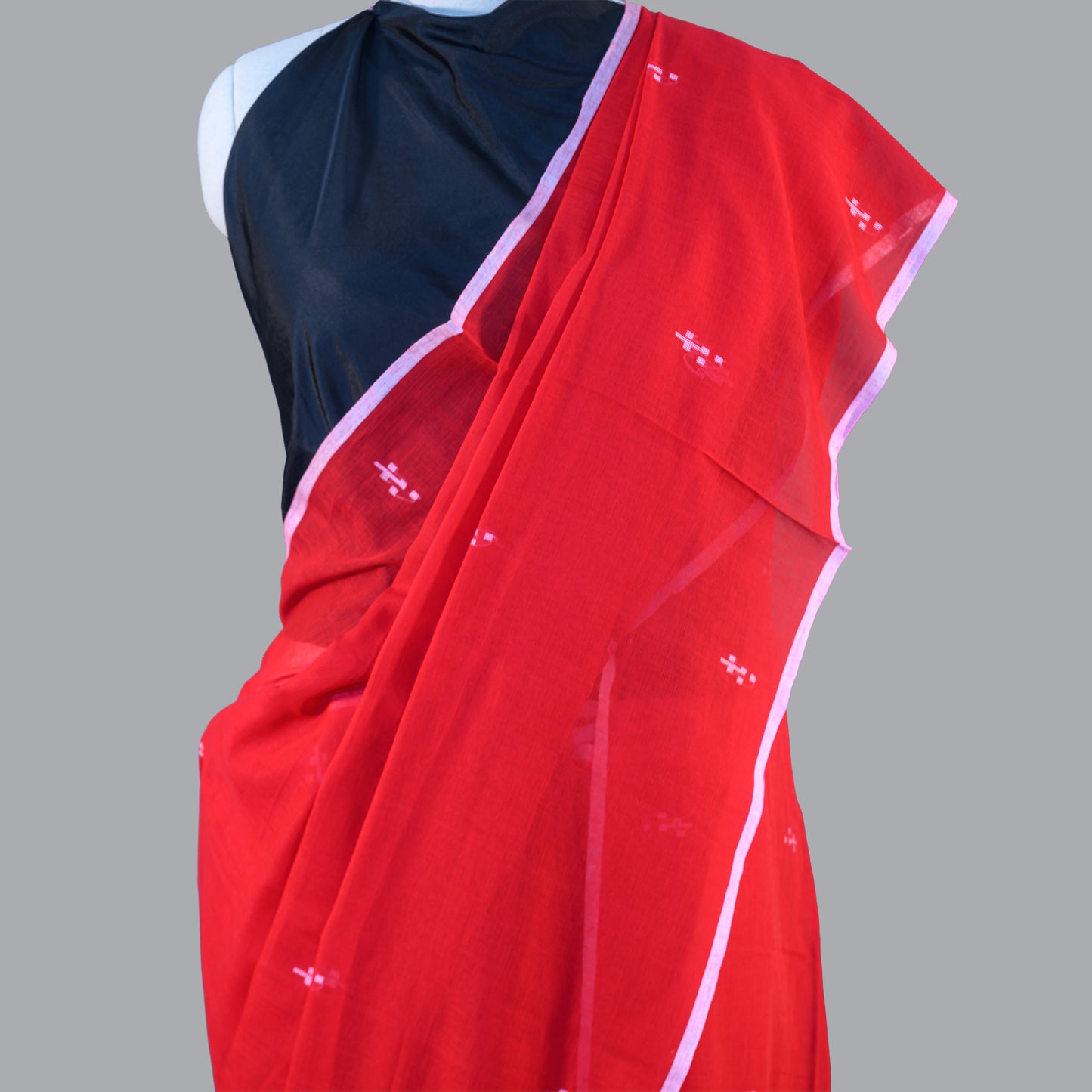FINE HANDLOOM COTTON SAREE-CLASSIC RED- PURE COTTON SAREE COLLECTION | simmpli ethnicc