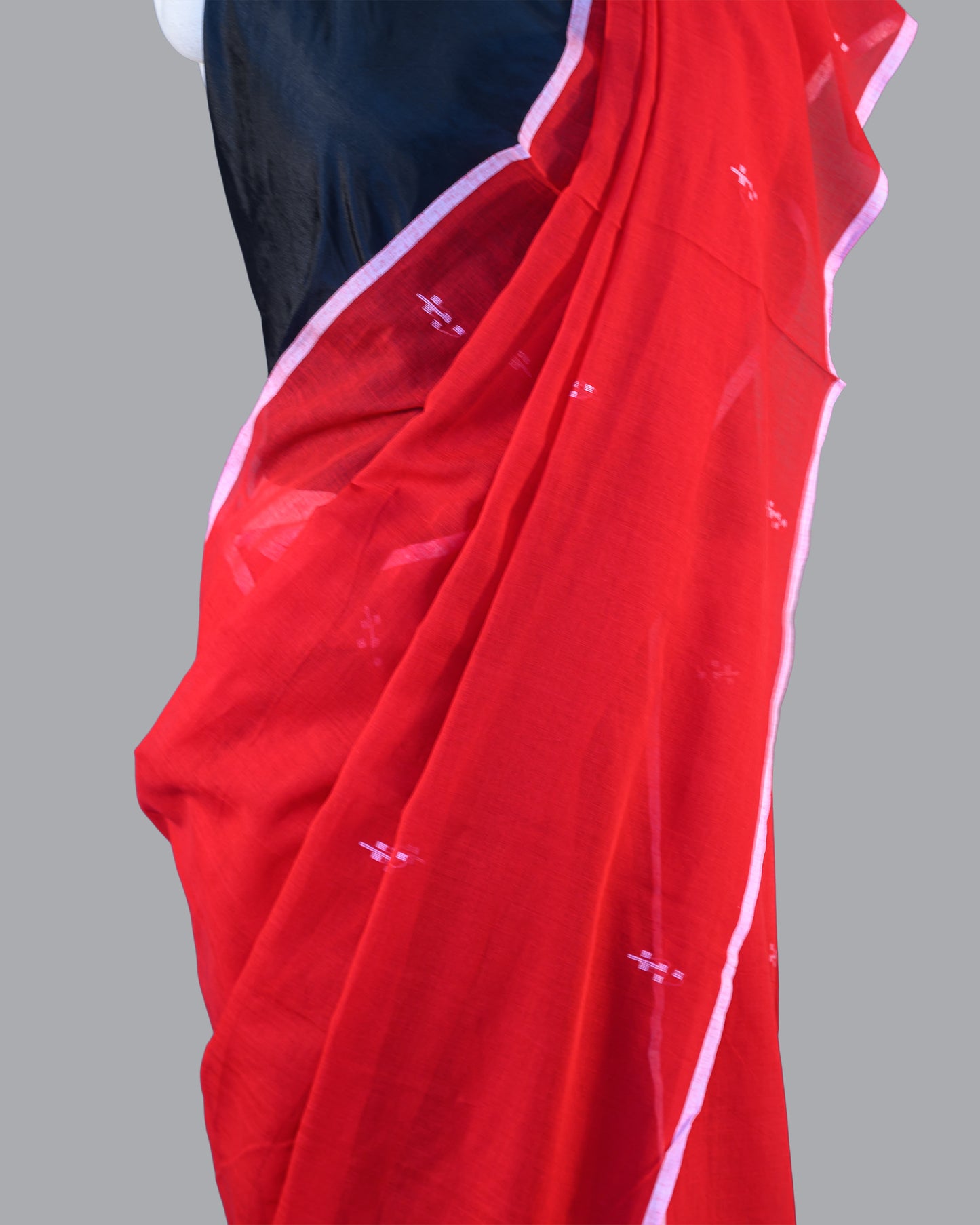 FINE HANDLOOM COTTON SAREE-CLASSIC RED- PURE COTTON SAREE COLLECTION | simmpli ethnicc