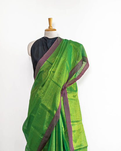 HANDLOOM COTTON TISSUE SAREEE-AVOCADO GREEN-SHIMMER-HANDLOOM SAREE COLLECTION | simmpli ethnicc (Copy)