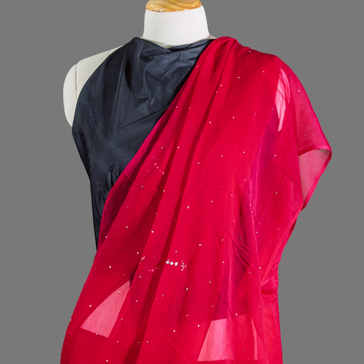 PURE CHIFFON SAREE-DARK FUCHSIA - TYE-DYE -MUKESH- CHIFFON SAREE COLLECTION | simmpli ethnicc
