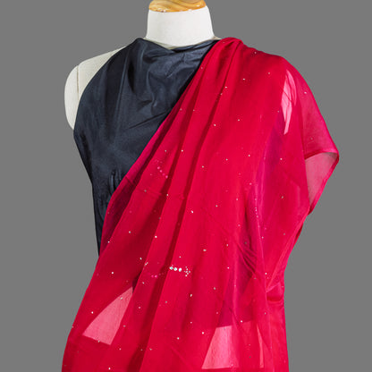 PURE CHIFFON SAREE-DARK FUCHSIA - TYE-DYE -MUKESH- CHIFFON SAREE COLLECTION | simmpli ethnicc