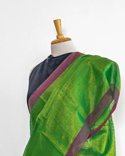 HANDLOOM COTTON TISSUE SAREEE-AVOCADO GREEN-SHIMMER-HANDLOOM SAREE COLLECTION | simmpli ethnicc (Copy)