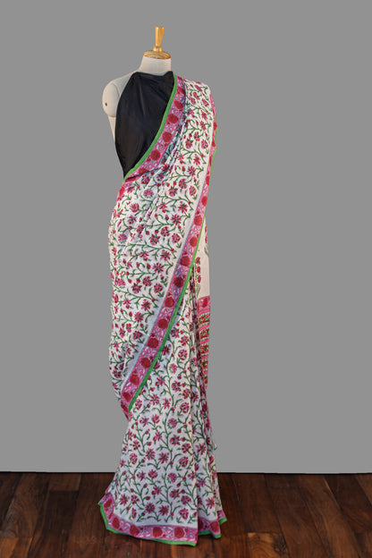 MUL COTTON SAREE-FLORAL PRINT -PRINTED SAREE COLLECTION | simmpli ethnicc