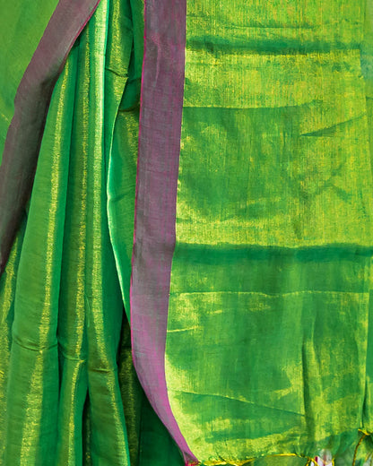 HANDLOOM COTTON TISSUE SAREEE-AVOCADO GREEN-SHIMMER-HANDLOOM SAREE COLLECTION | simmpli ethnicc (Copy)