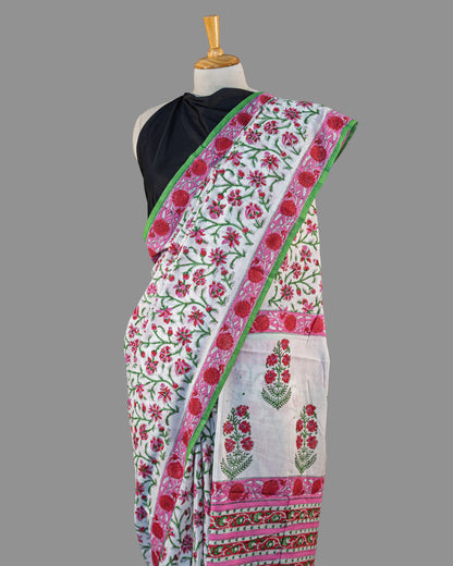 MUL COTTON SAREE-FLORAL PRINT -PRINTED SAREE COLLECTION | simmpli ethnicc